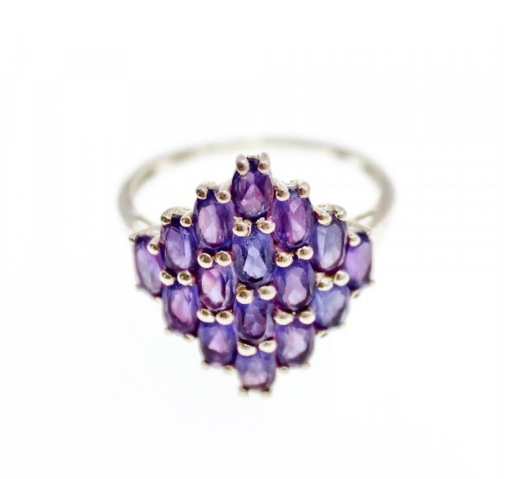 925 Sterling Silver Purple Tourmaline Ring Size 9.5
